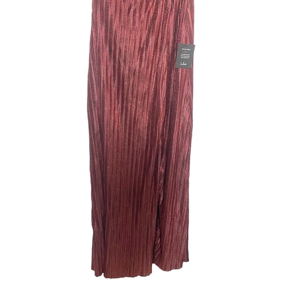 Lulu's Get to the Groove Red Metallic Pleated Maxi Dress Holiday NYE Sz Medium - Picture 6 of 9